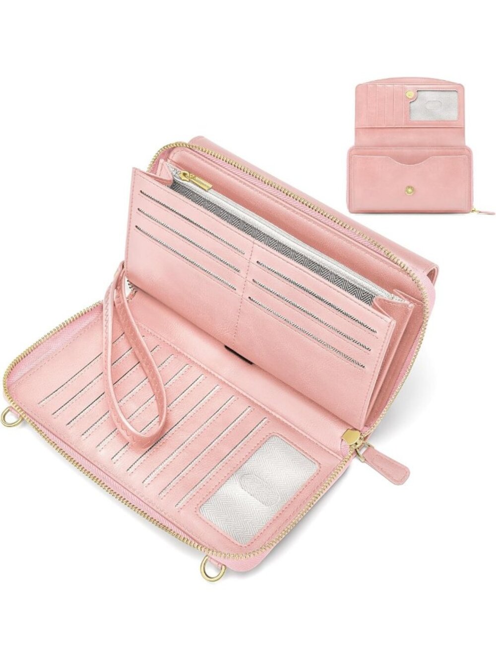 Stylish Vegan Leather Crossbody Wristlet Wallet with RFID & Phone Pocket